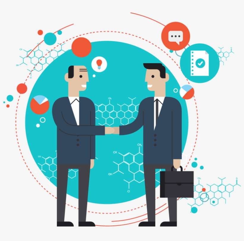 Illustration Of Two Businessmen Shaking Hands And Holding - Partnership Company, transparent png download