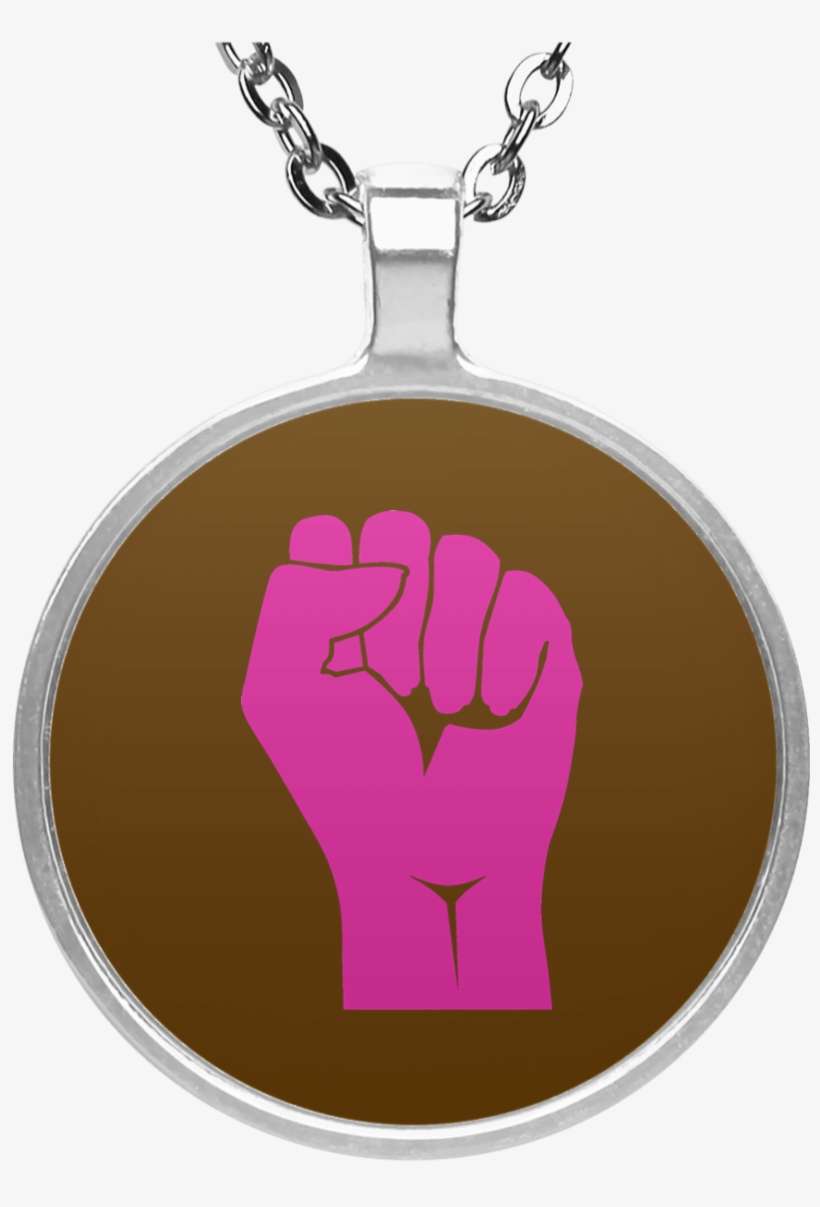 Clenched Fist Un4686 Circle Necklace - Pug Christmas Wreath Round Pendant Necklace, transparent png download