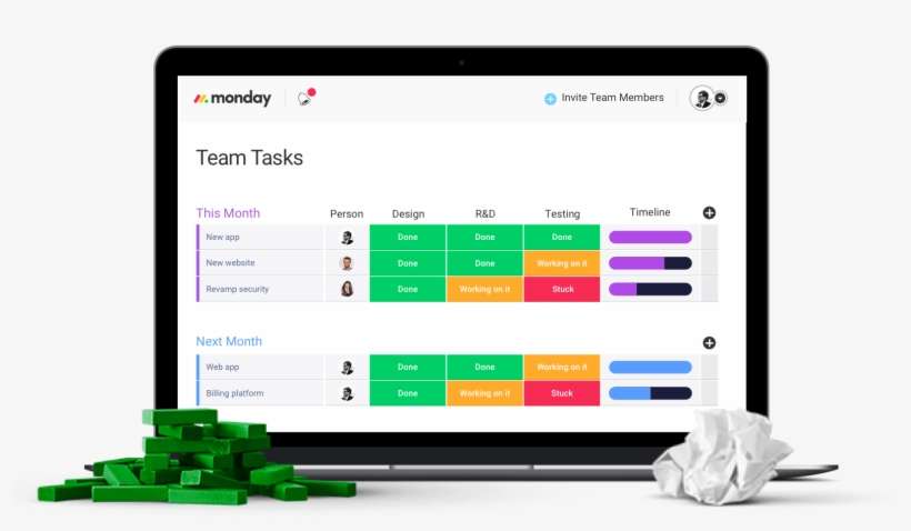 Board With Green Bricks - Monday App, transparent png download