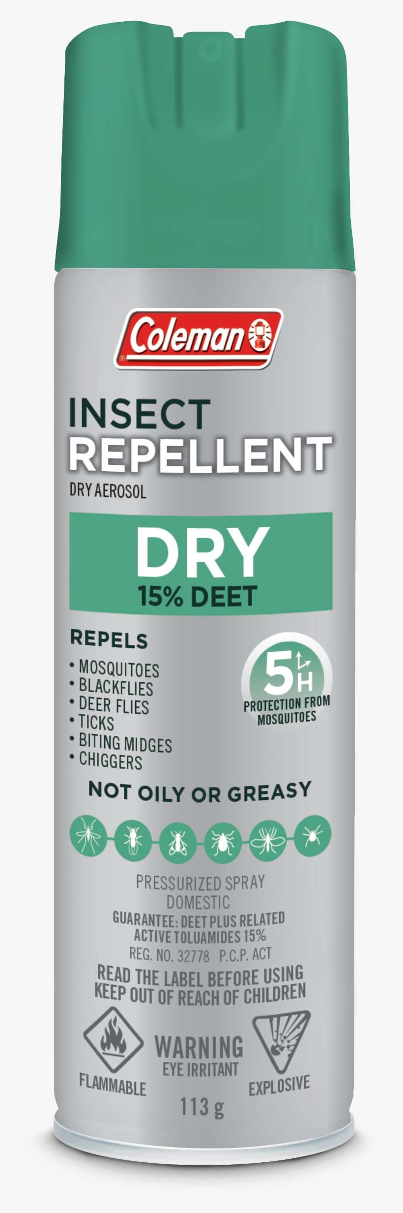 Coleman Aerosol 5h 15 Deet Dry 113g En - Coleman, transparent png download