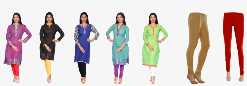 Assorted 5 Readymade Kurtis With 2 Assorted Leggings - Leggings, transparent png download