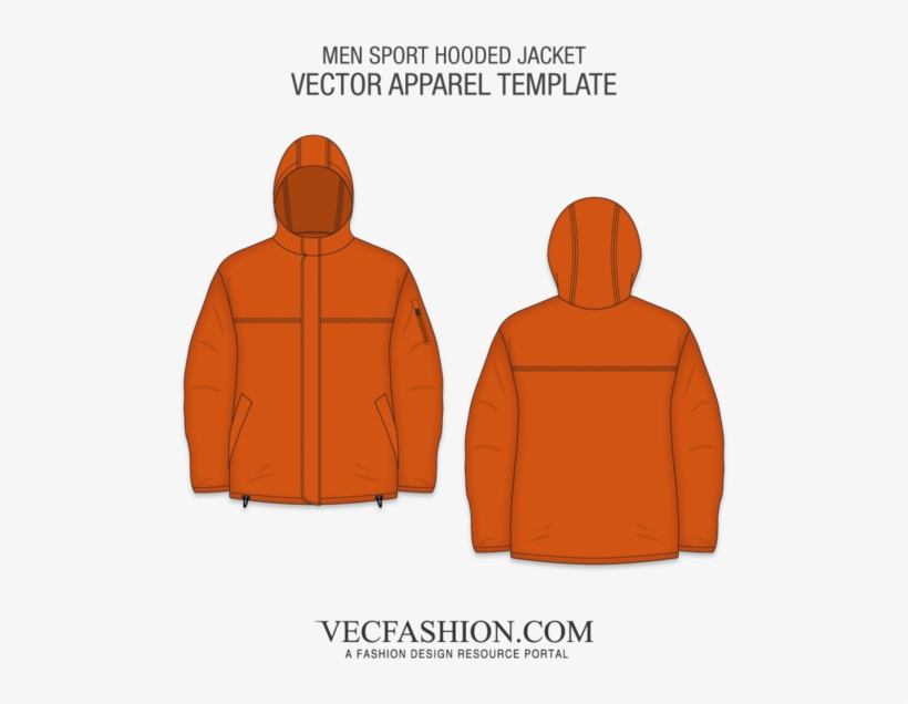 Men Sport Hooded Jacket - Mens Dress Shirt Template, transparent png download