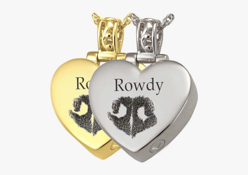 Heart Filigree Bail With Actual Noseprint In Gold & - Fingerprint 14k Solid White Gold Cremation Jewelry-, transparent png download