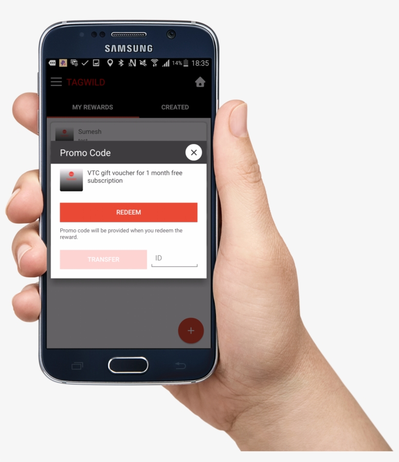 Download The Tagwild App, Play The Game And Win Free - Hand Mobile Frame Png, transparent png download