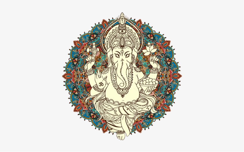 Lord Ganesha Colorful Label Home Decal Vinyl Sticker - Elephant Ganesh Mandala, transparent png download