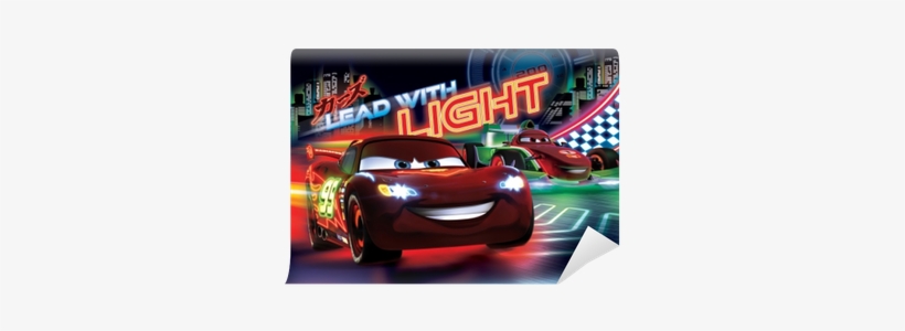 Lightning Mcqueen On A Night Race Wall Mural Disney - Rayo Mcqueen 3, transparent png download
