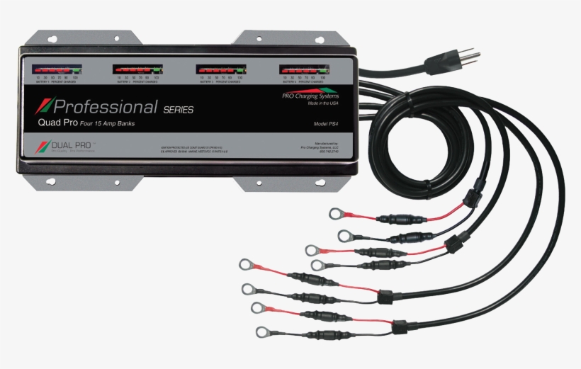 12v Lithium Ion Battery Charger Dp-ps4 Data - Dual Pro Professional Series 3 Bank Charger 15 Amp, transparent png download