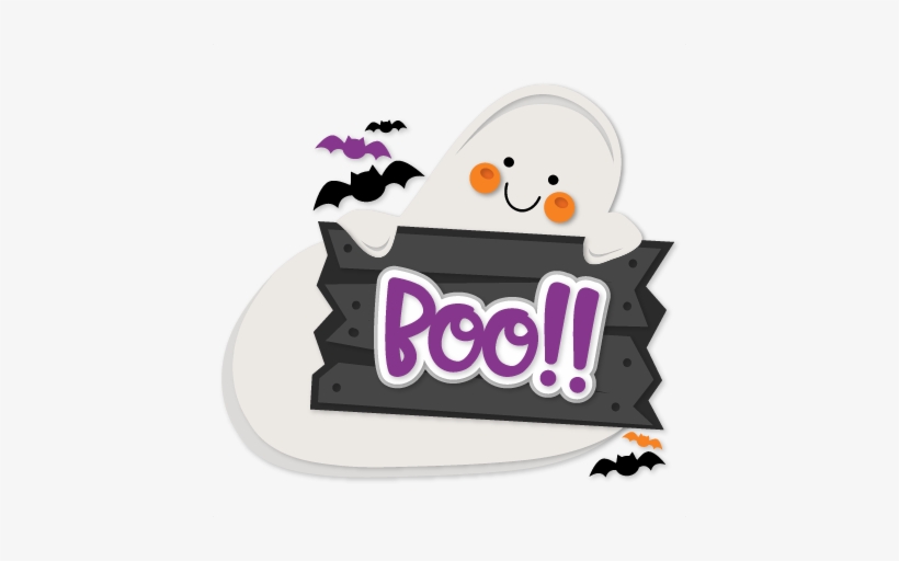 Halloween Ghost With Boo Sign Cuts Scrapbook Cut File - Cartoon, transparent png download