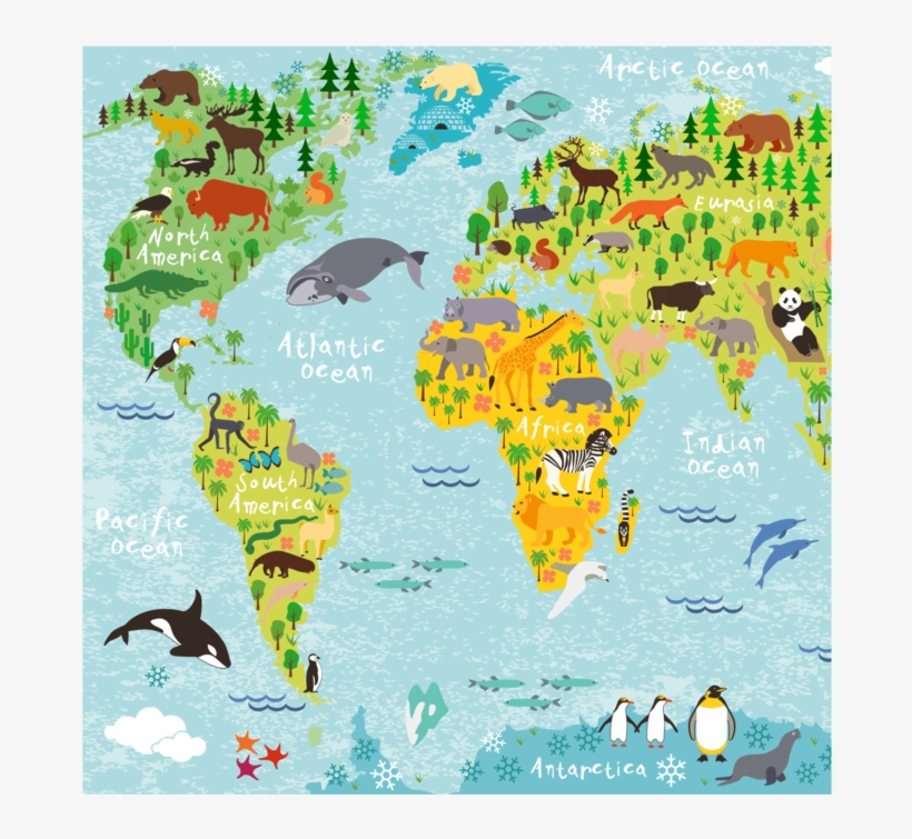 World Map Square Placemat - Mapamundi Para Niños, transparent png download