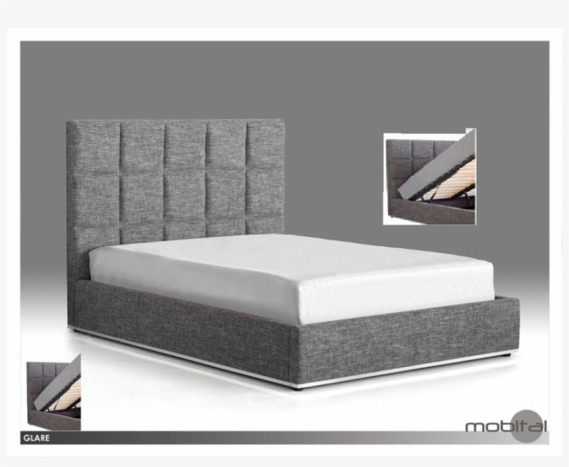 Glare Hydraulic Storage Bed From - Mobital Glare Upholstered Storage Platform Bed, Gray, transparent png download
