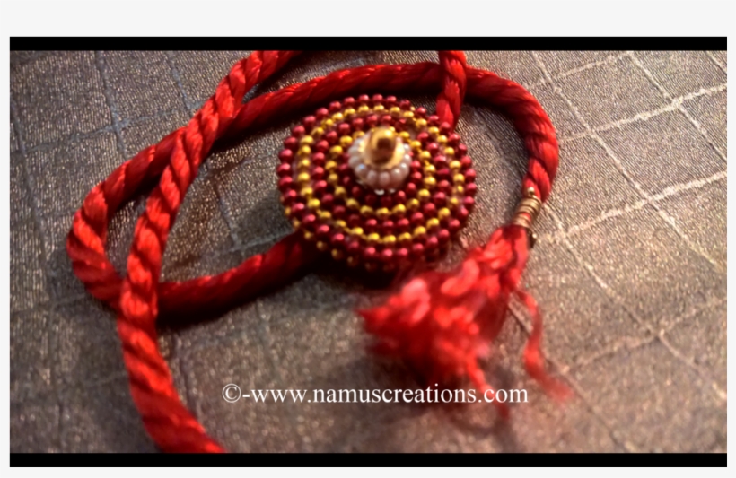 Red And Golden Boll Chain Combination Rakhi Rakhi - Red, transparent png download