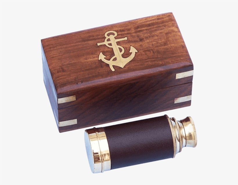 Scouts Brass And Leather Spyglass - Hampton Nautical Scout's Brass/leather Spyglass Telescope, transparent png download