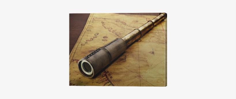 Close-up Of A Spyglass On The Old Map Canvas Print - Petites Chroniques #23 : Explorateurs Sans Frontières, transparent png download
