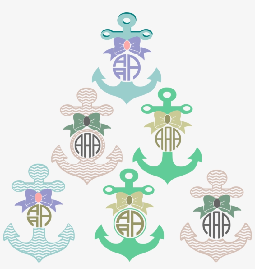 Bow Anchor Monogram Frame Cut File - Emblem, transparent png download