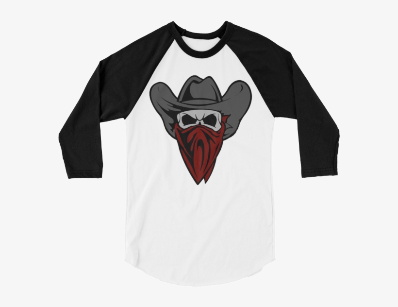 Cowboy Bandit Skull Long-sleeve Shirt - Raglan Sleeve, transparent png download