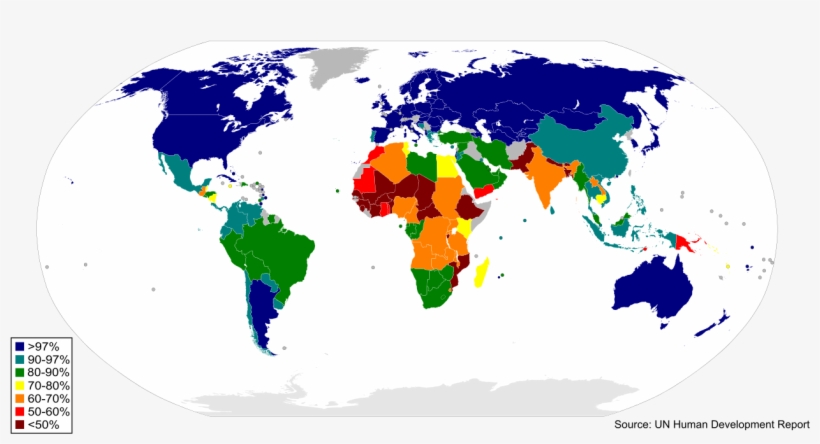 World Literacy Map Unhd 07-08 - World Map, transparent png download
