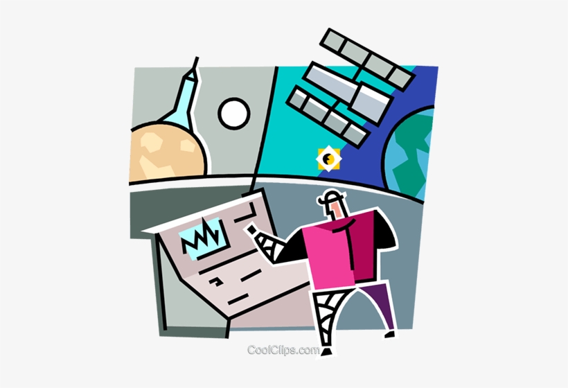 Man Monitoring A Satellite And Rocket Royalty Free, transparent png download