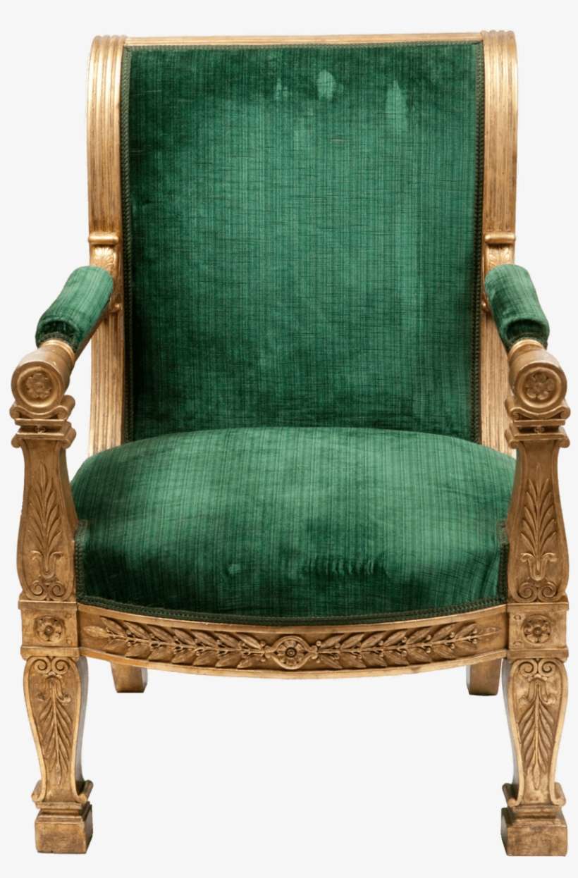 Armchair Green Vintage - Transparent Background Sofa Png, transparent png download