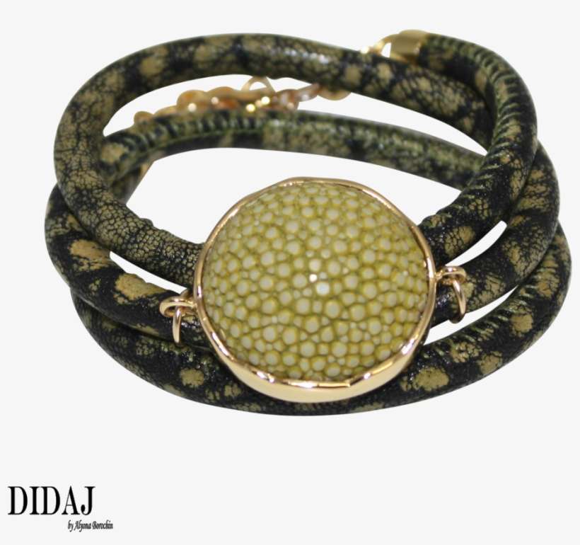 Black & Olive Green Snake Italian Wrap Leather Bracelet - Black & Olive Green Snake Italian Wrap Leather, transparent png download