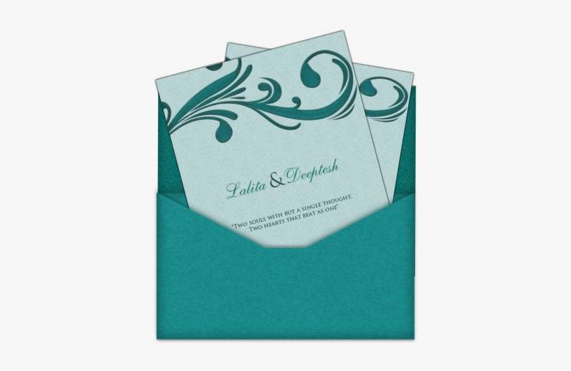 Turquoise Blue & Gold Letter Email Wedding Card With - Letter Card Designs, transparent png download