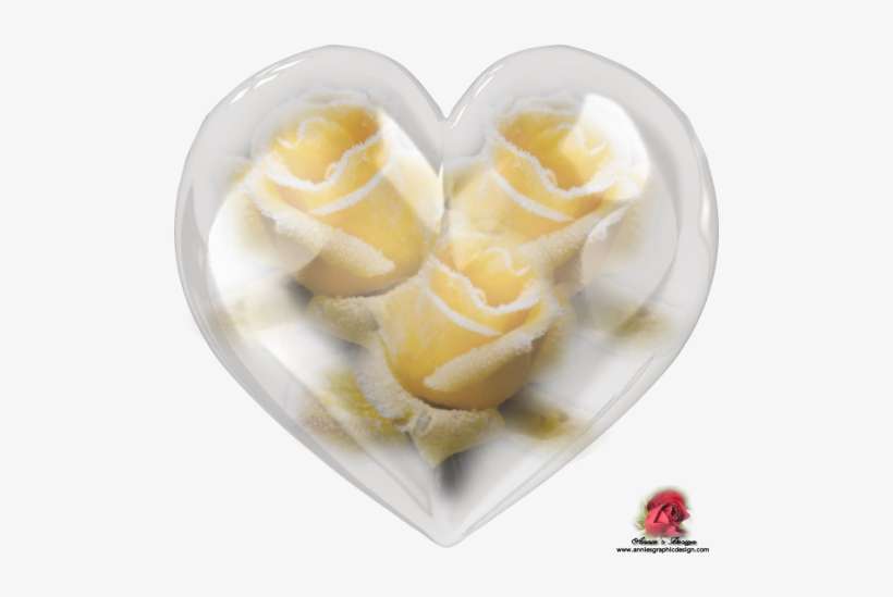 Pretty Heart With Yellow Rose Graphic In Format By - Birthday, transparent png download