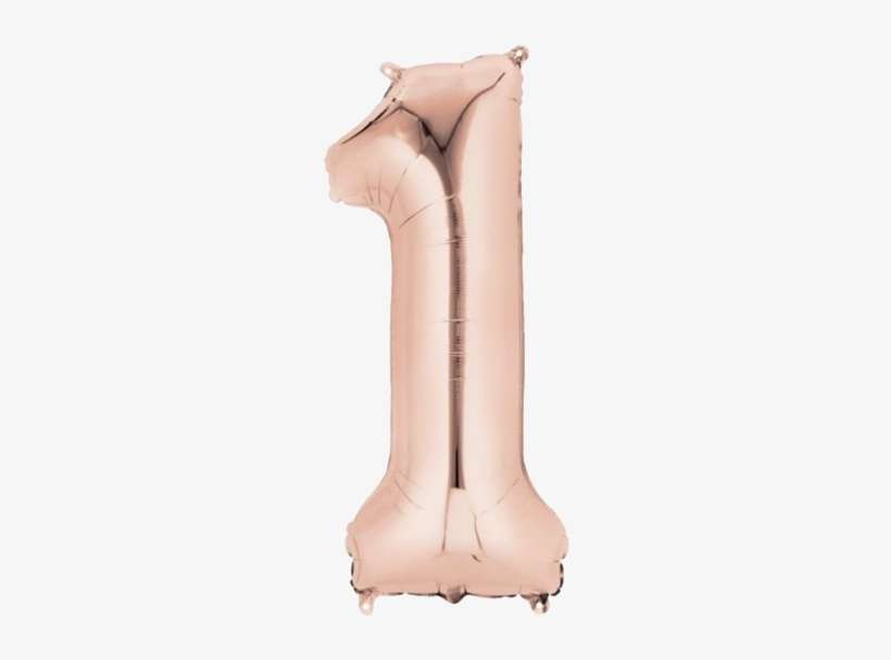 Number 1 Jumbo Rose Gold Foil Balloon - 34" Jumbo Number 1 Rose Gold Balloon - Mylar Balloons, transparent png download