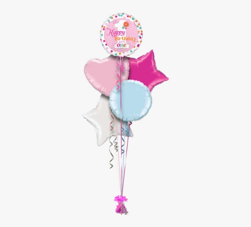 Happy Birthday You Are One Girl Special Age Balloon - 18" Happy Birthday You`re One Pink Dotty Foil Balloon, transparent png download