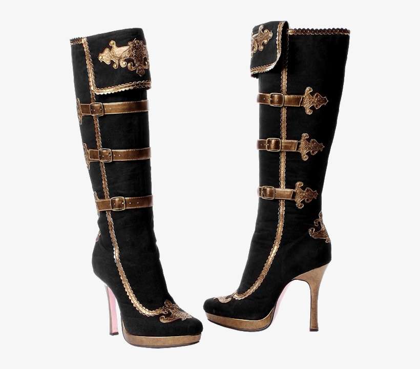 Обувь Png Клипарт / Shoes Png Clipart - Leg Avenue Sexy Black And Gold Pirate Boot, transparent png download