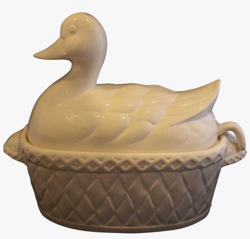 White Duck Soup Gravy Tureen Pottery Signed Japan - American Black Duck, transparent png download