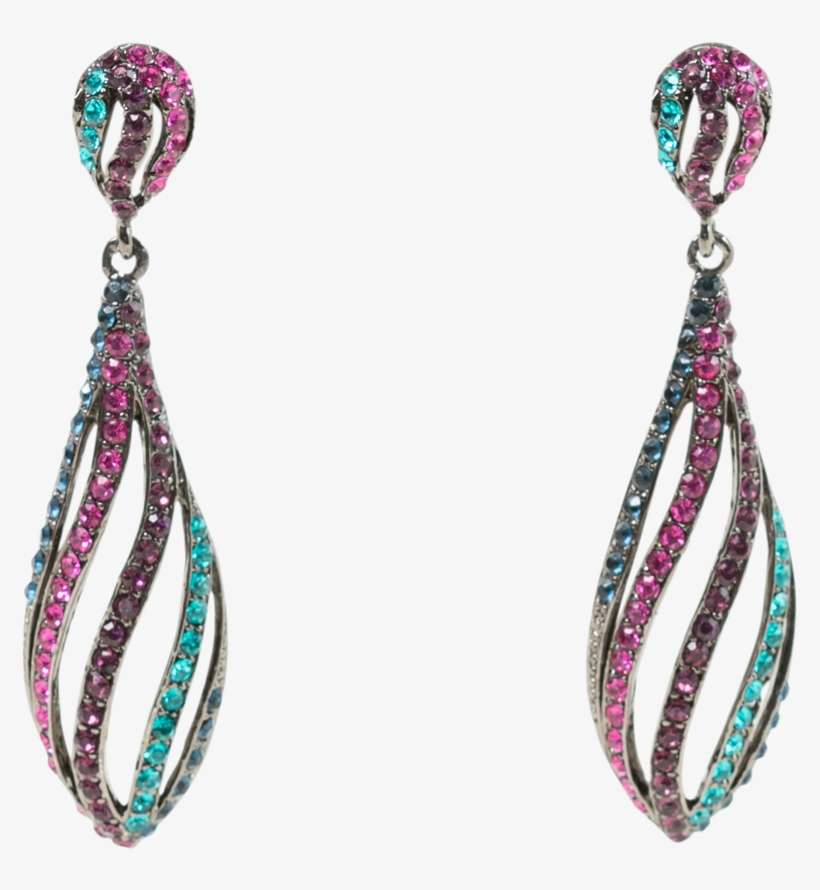 Multi Color Crystal Drop Earrings - Earring, transparent png download
