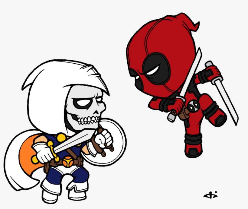 Little Deadpool Vs Little Taskmaster By Josh308 On - Deadpool Vs Taskmaster Cartoon, transparent png download