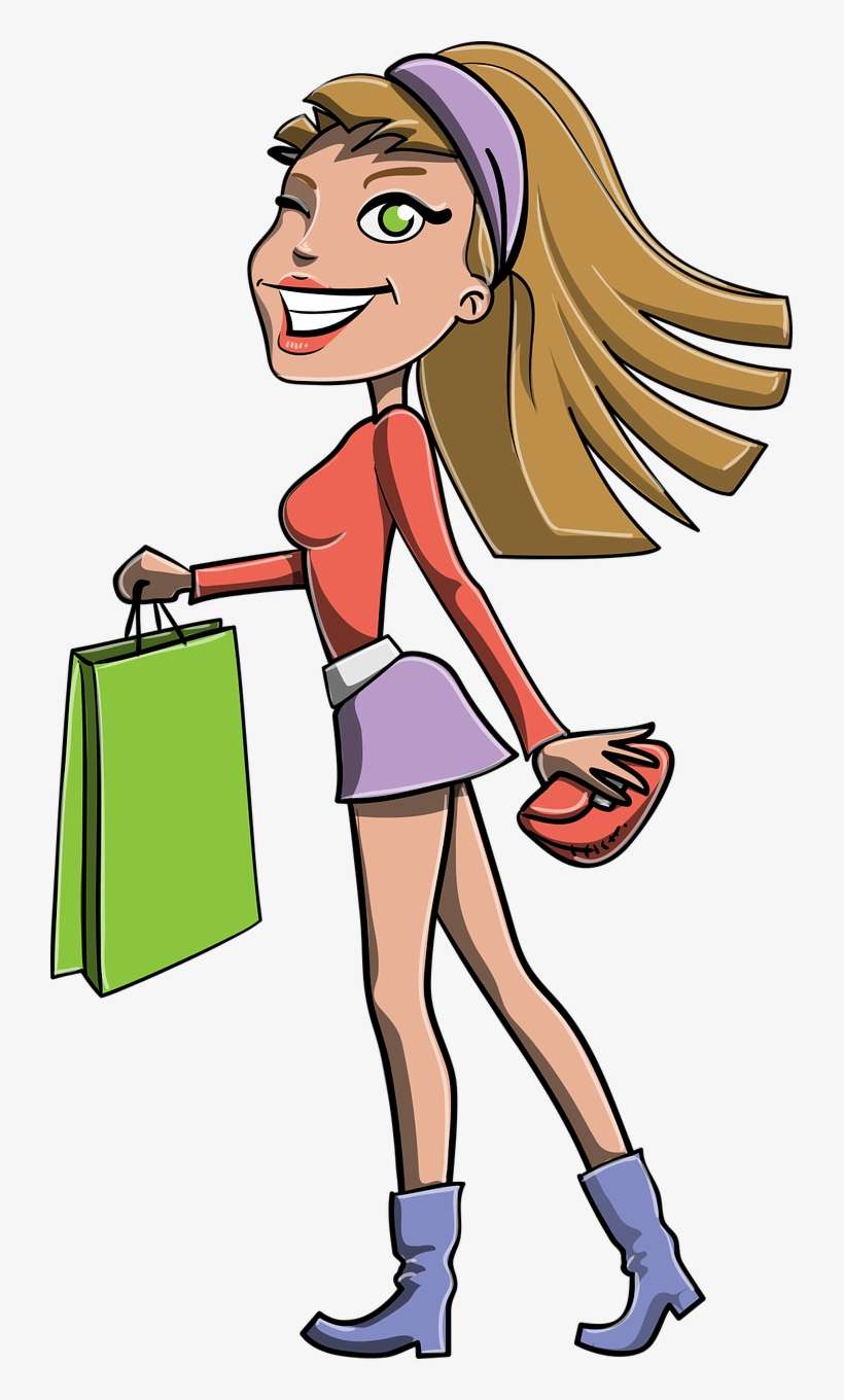 Girl With Shopping Bags Clipart Png Download - Stylish Girl Png Vector Character, transparent png download