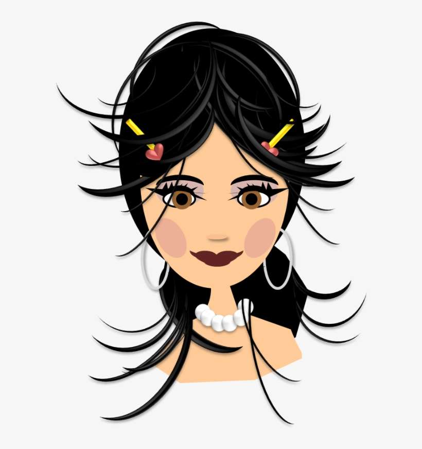 Lady With Black Hair Free Vector / 4vector - Clip Art, transparent png download