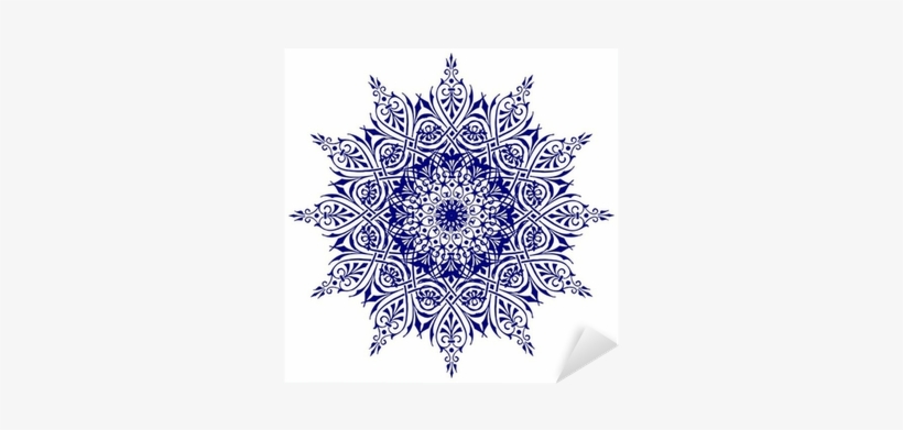 Decorative Blue Flower With Vintage Round Patterns - Stock Photography, transparent png download
