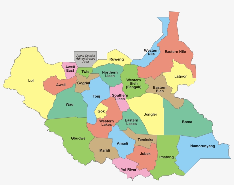South Sudan States Map, transparent png download