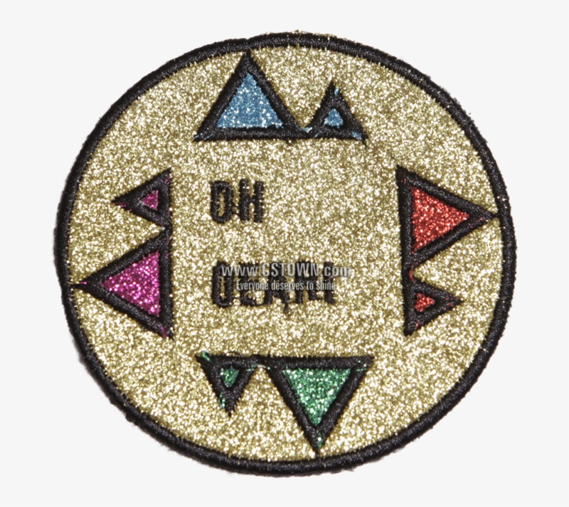 Glitter Oh Dear Round Golden Patch Applique - Emblem, transparent png download