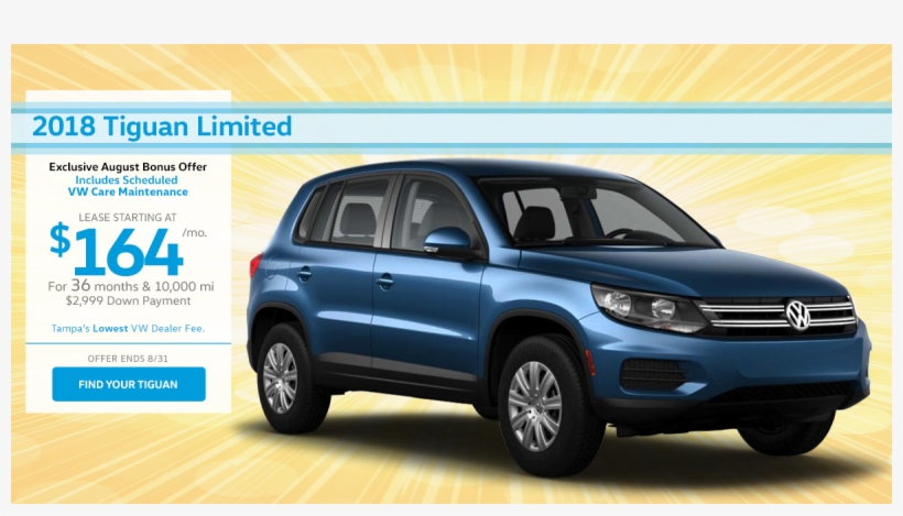 2018 August Tiguan Lease Special - Compact Sport Utility Vehicle, transparent png download