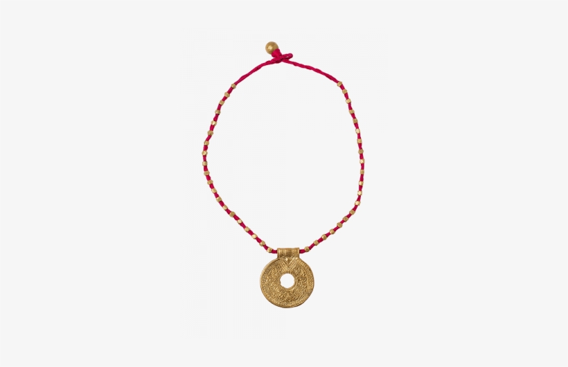 Dhokra Necklace With Round Golden Pendant - Gold, transparent png download