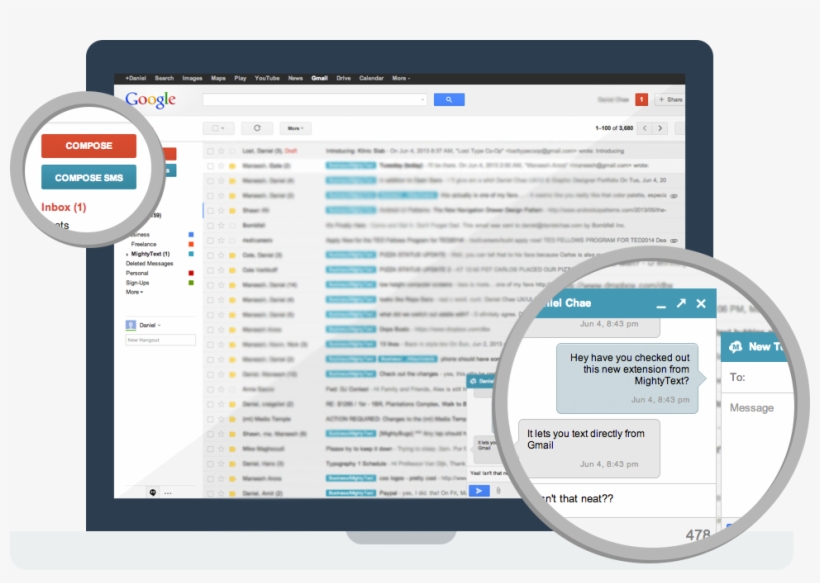 Mightytext Gmail, transparent png download