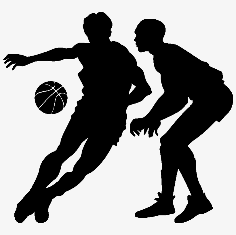 Sticker Deux Joueurs De Basketball Ambiance Sticker - Basketball Player Fall Silhouette Png, transparent png download