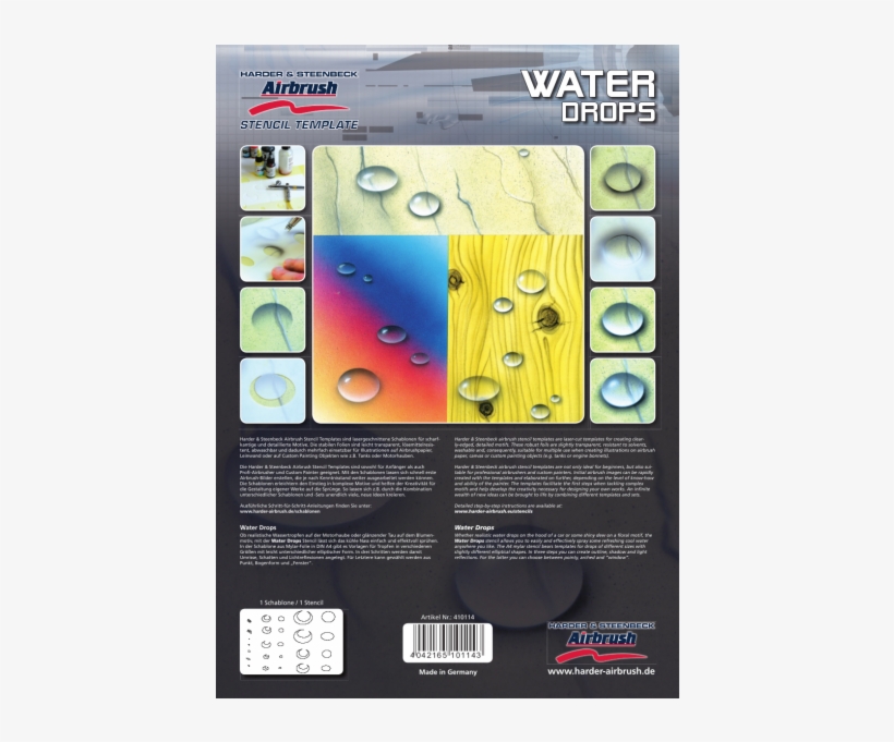 Water Drops - Cover - Harder & Steenbeck Water Drops Airbrush Stencil, transparent png download