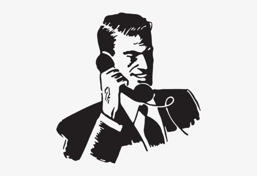 Office Man On Phone - Office Man On Phone Black And White Clipart, transparent png download
