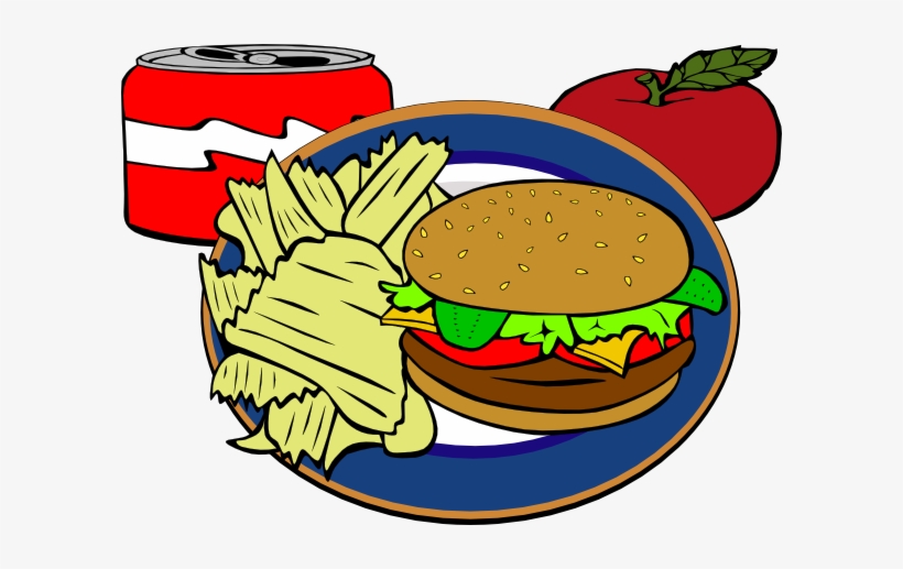 Fast Food - Hamburger And Chips Clipart, transparent png download