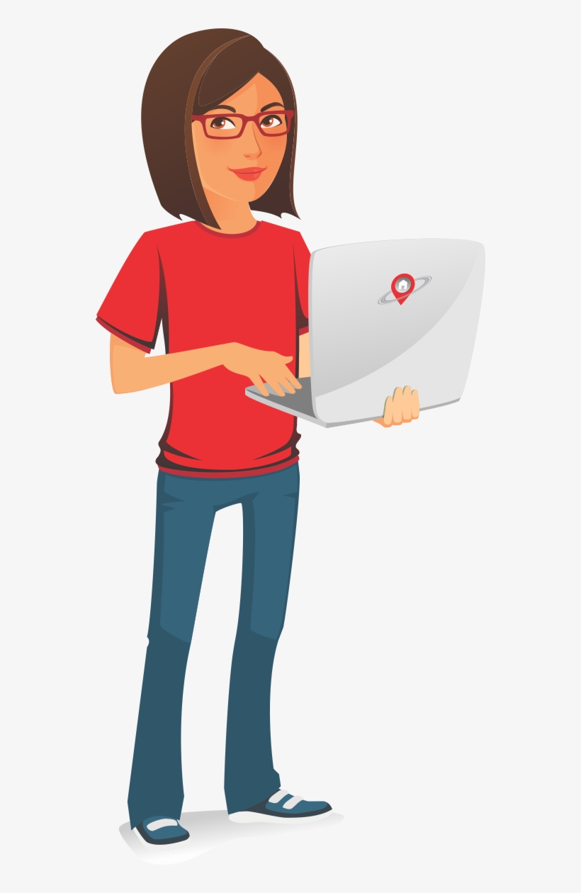 Property Planit Woman Holding Laptop - Cartoon, transparent png download