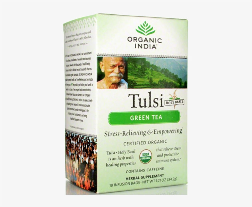 Organic India Tulsi Holy Basil Green Tea, Infusion - Organic India Tulsi Green Tea, 18-count Teabags (pack, transparent png download