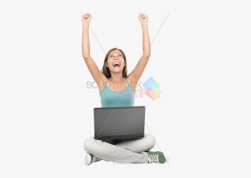 Stock Photo Of Excited Brunette Asian Student With - Stock Photography, transparent png download