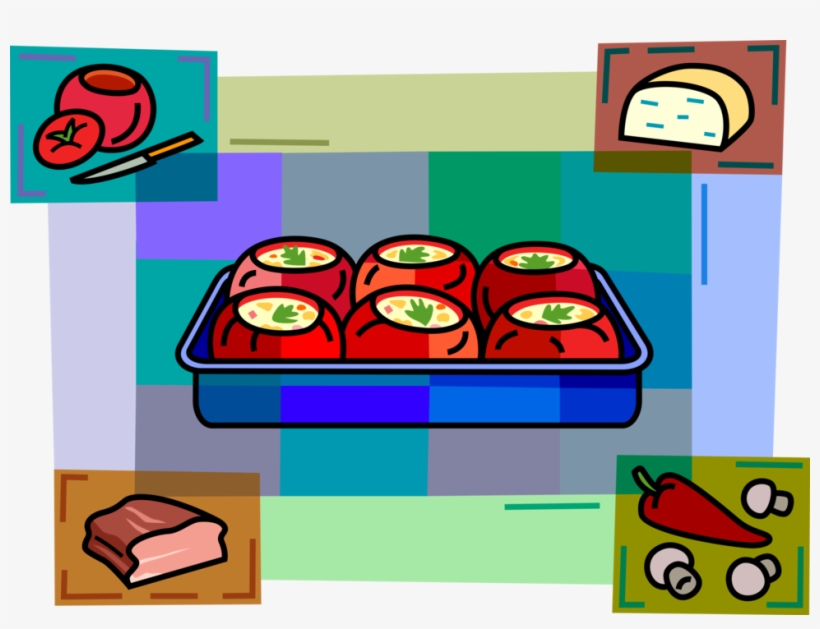 Vector Illustration Of Stuffed Tomato Made With Ingredients, transparent png download