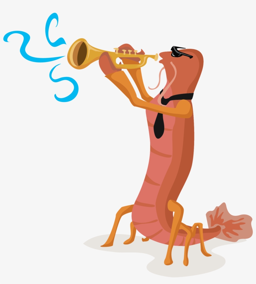 Crawfish Playing Trumpet Free Vector Clip Art - Étouffée, transparent png download