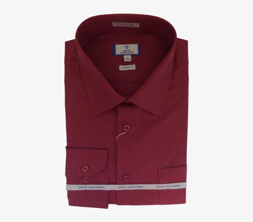 Classic Fit David Alexander Cranberry Color Long Sleeves - Button, transparent png download