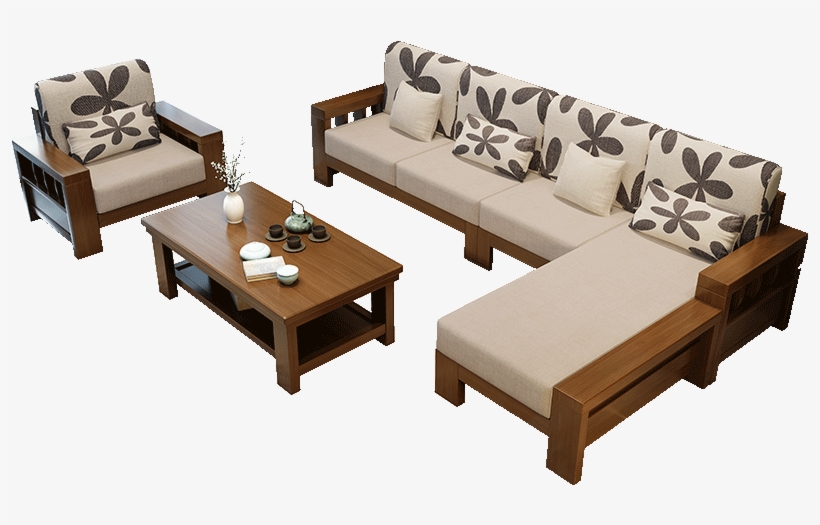 New Chinese Style Solid Wood Sofa Small Apartment Living - Couch, transparent png download
